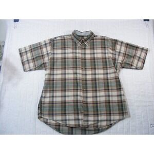 Specialty Collection Button Down Shirt Mens L Multi Plaid Excellent Short Sleeve